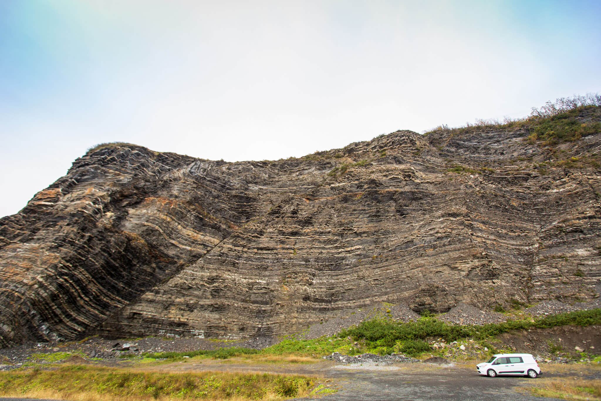 Stunning rock formations along Highway 132 near Gaspé, Québec