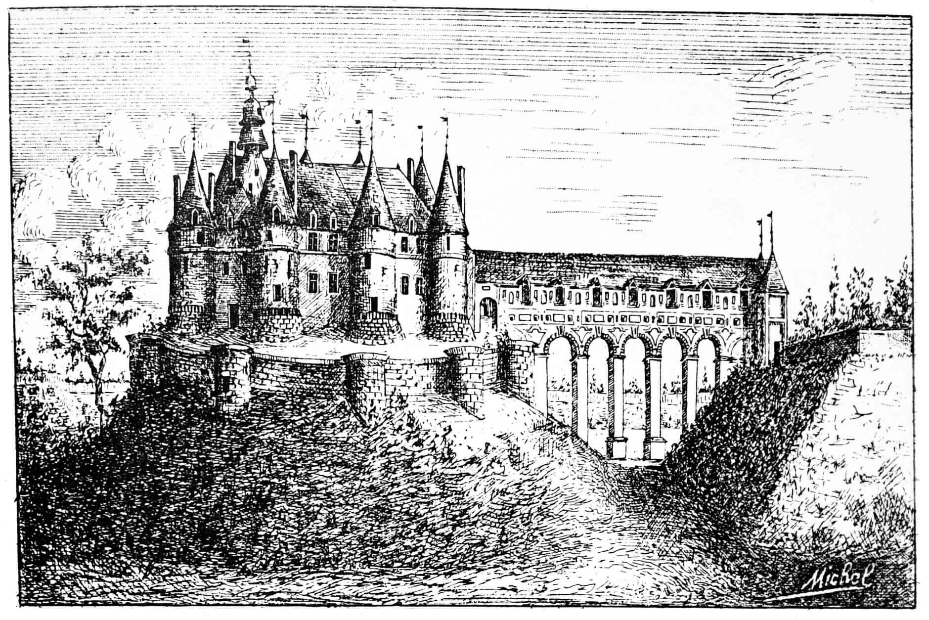 Drawing of Château de Fère en Tardenois by M. Michel from 1775