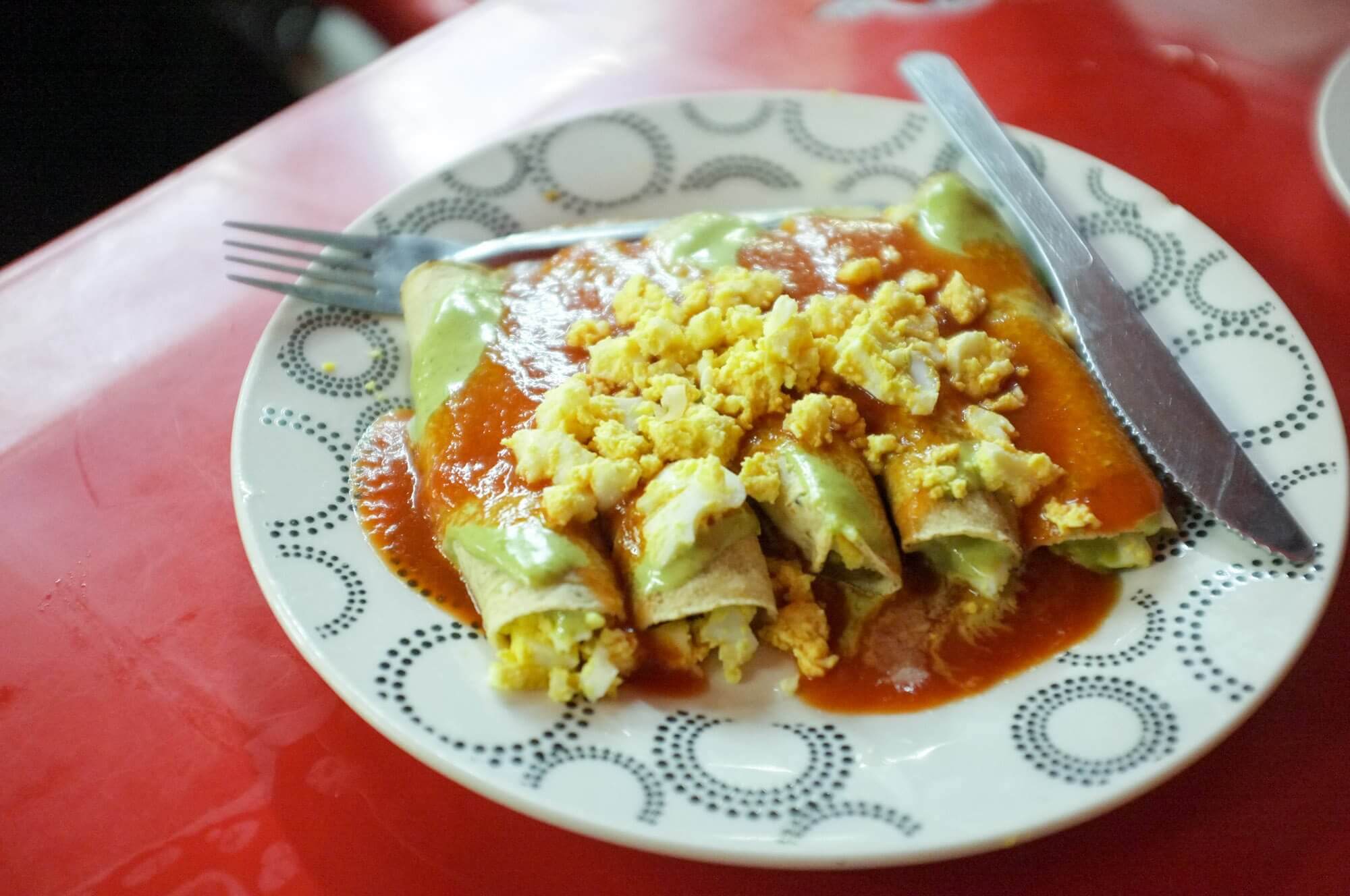 Papadzules, a classic Yucatecan dish at Santa Ana market in Mérida