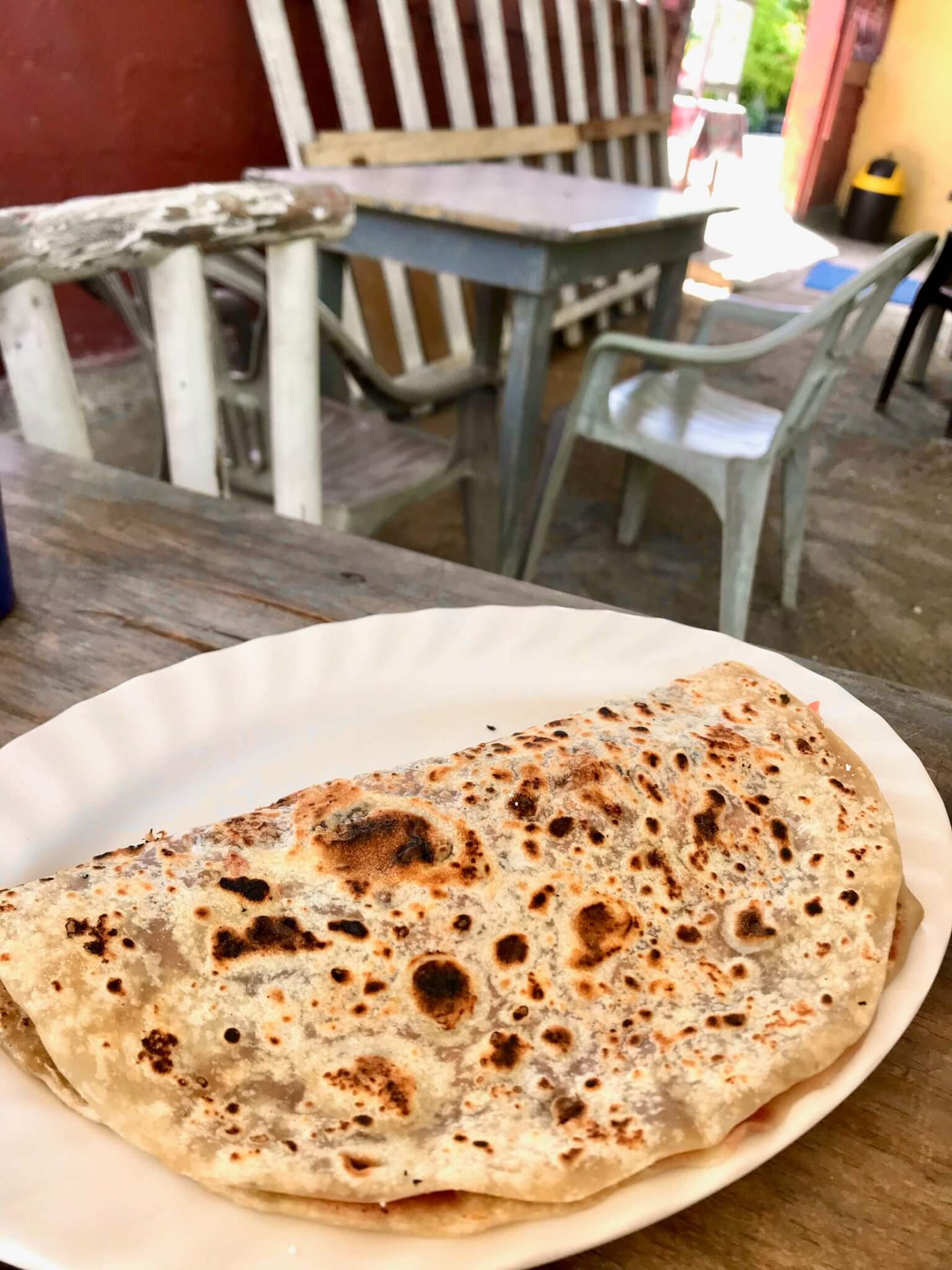 Veggie and avocado baleada from Baleadas Mama Rosa in Utila