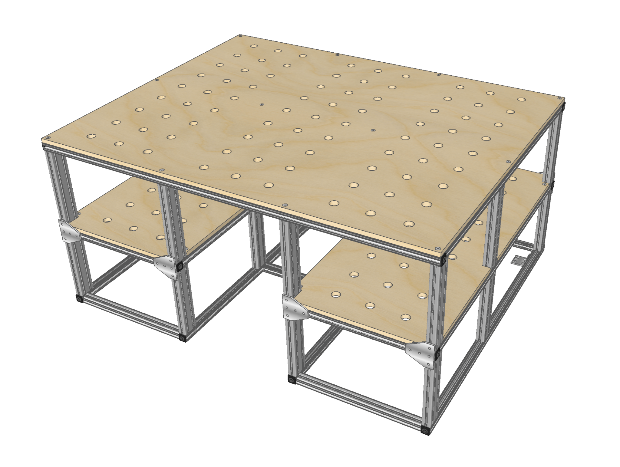 T-slot aluminum Transit Connect sleeping platform in shelf mode