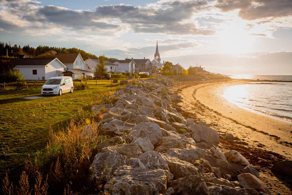 Our van in the Saint-Ulric RV overnight RV parking lot