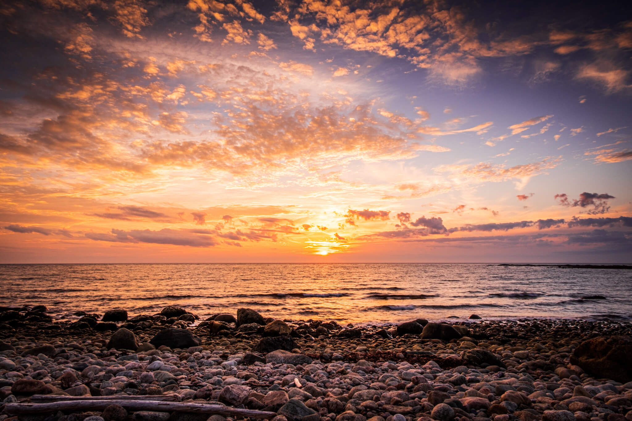 Sunset over the sea at Green Point, Newfoundland