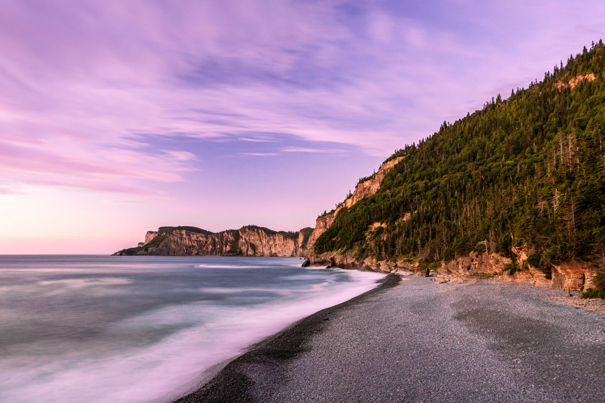 The pebble beach at Cap-Bon-Ami at dawn