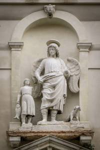Exterior detail of the Chiesa dell'Angelo Raffaele church in Venice