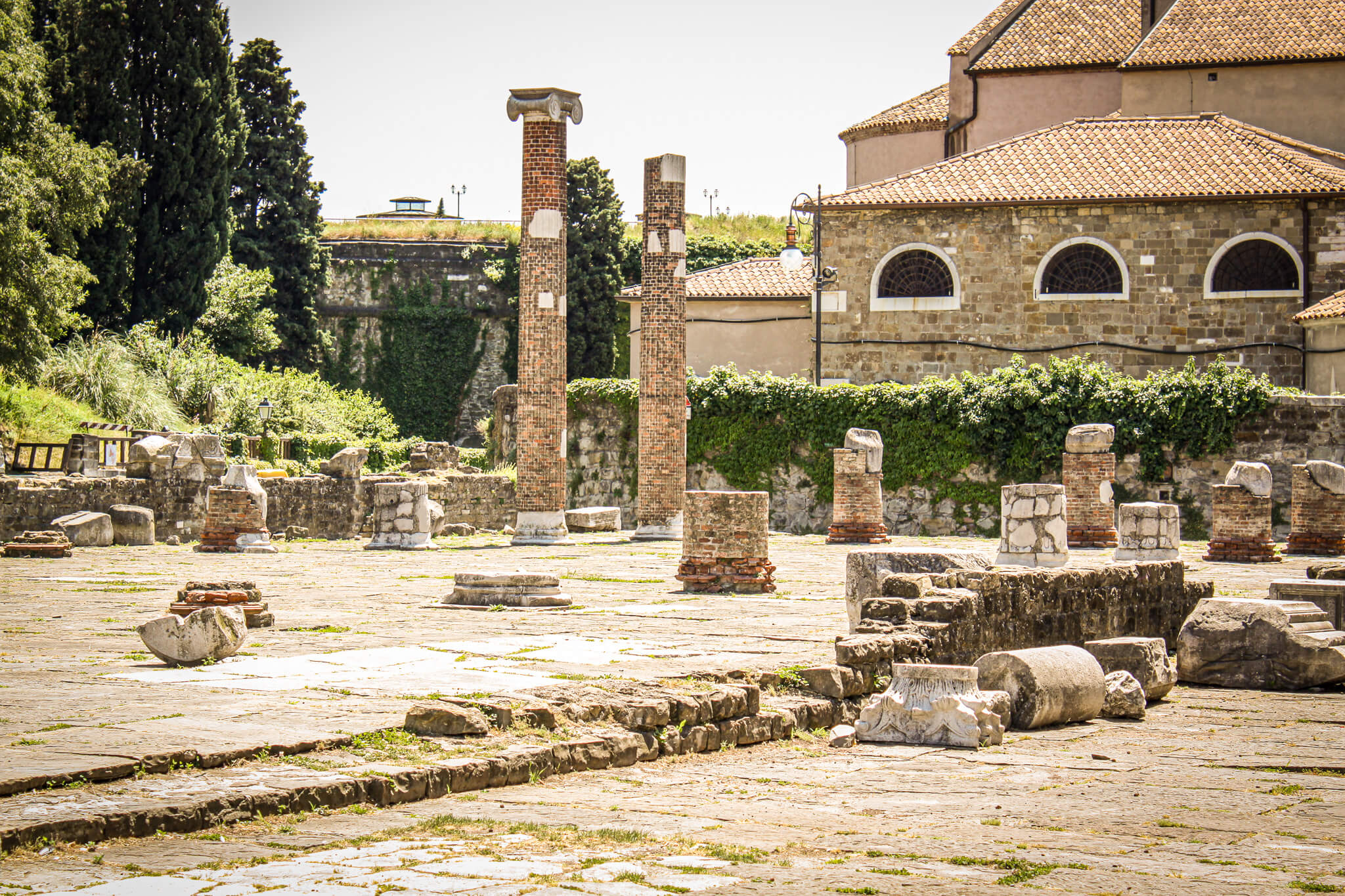 Roman ruins atop the San Giusto Hill in Trieste