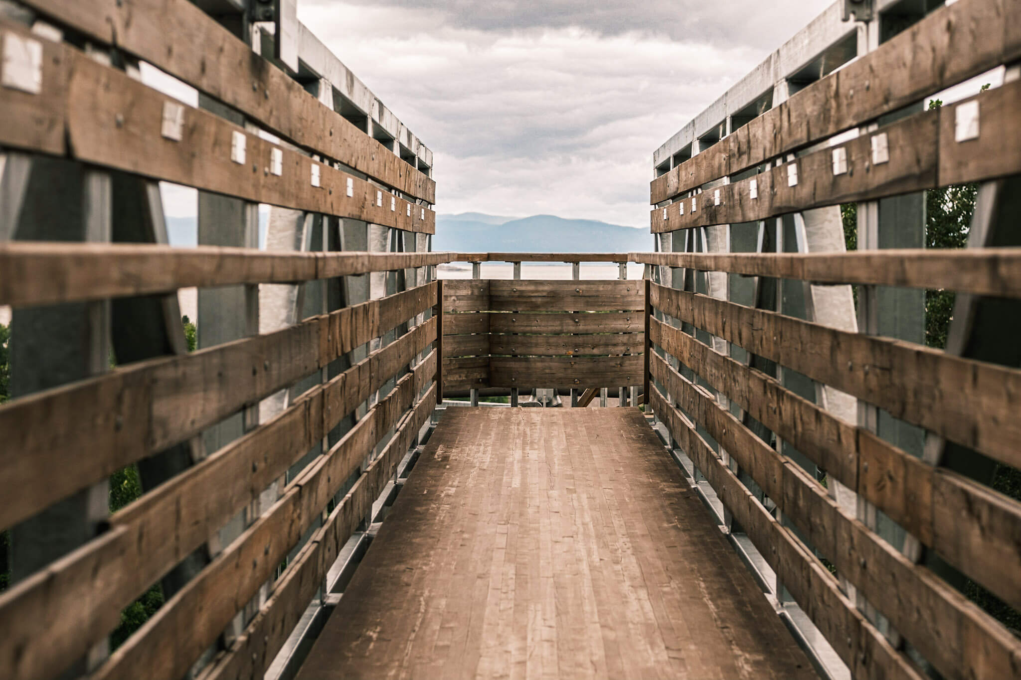Views of the St. Lawrence river from the tour de l'innovation viewing tower near Saint-Jean-Port-Joli