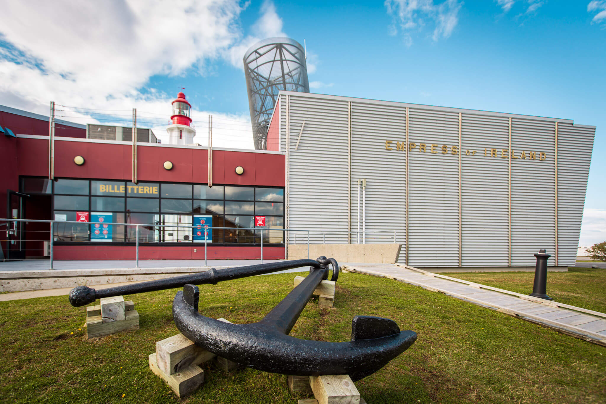 A large anchor in front of t he Empress of Ireland museum