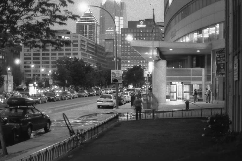 Place-des-Arts subway station exterior in Montreal