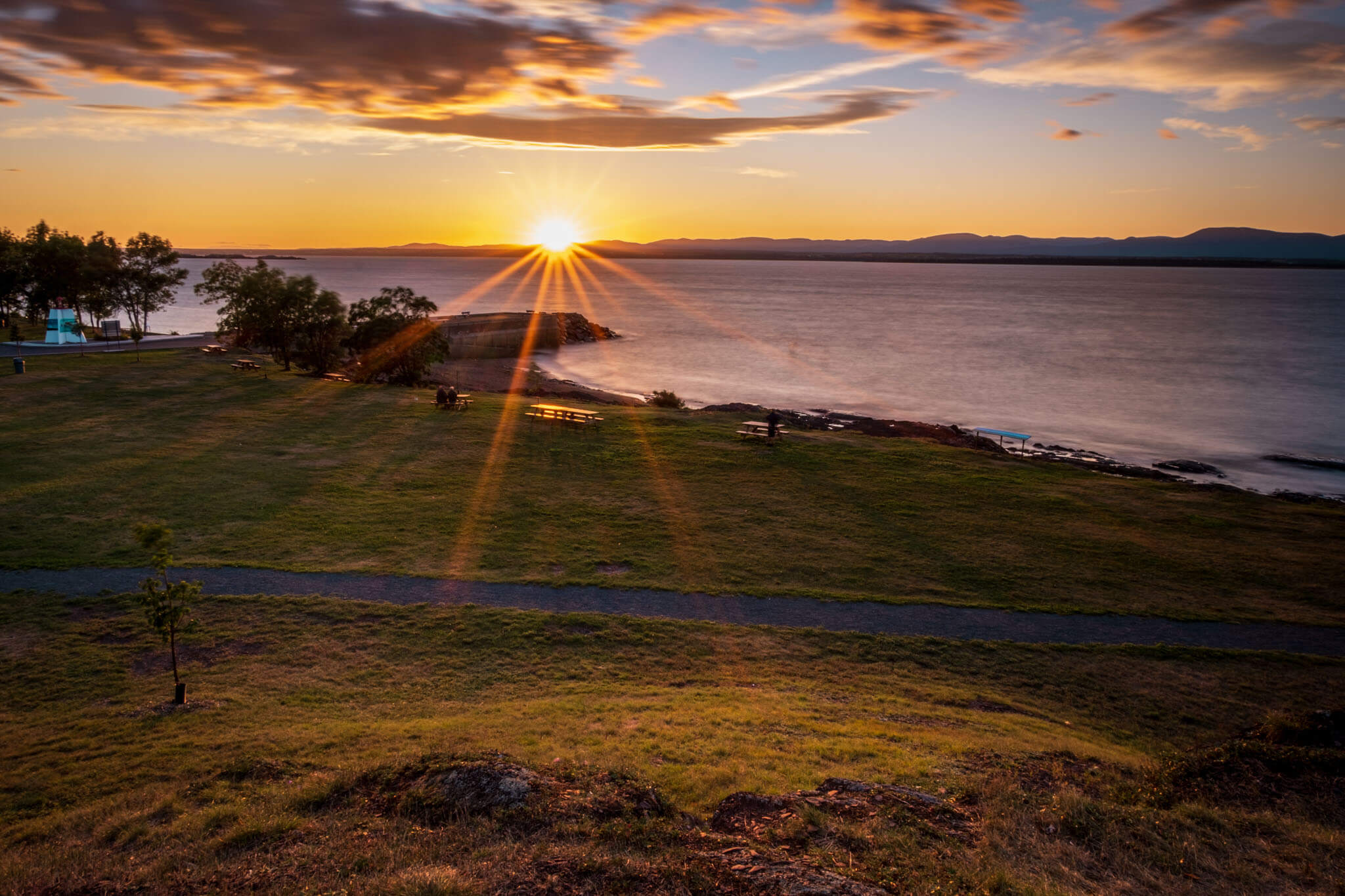 Sunset over the St. Lawrence river in Berthier-sur-Mer, Quebec