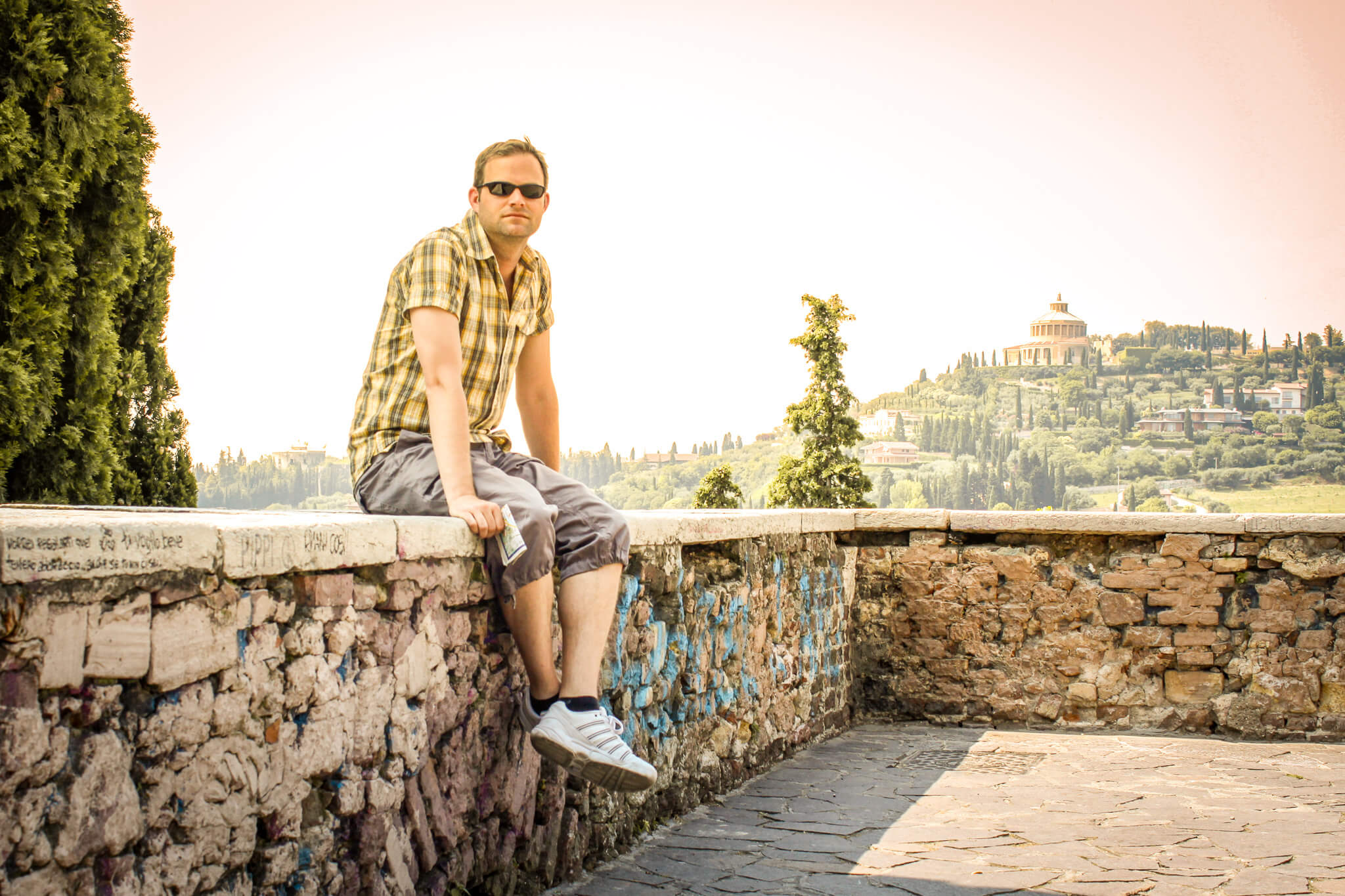 Enjoying the view of Verona from the top of San Pietro hill