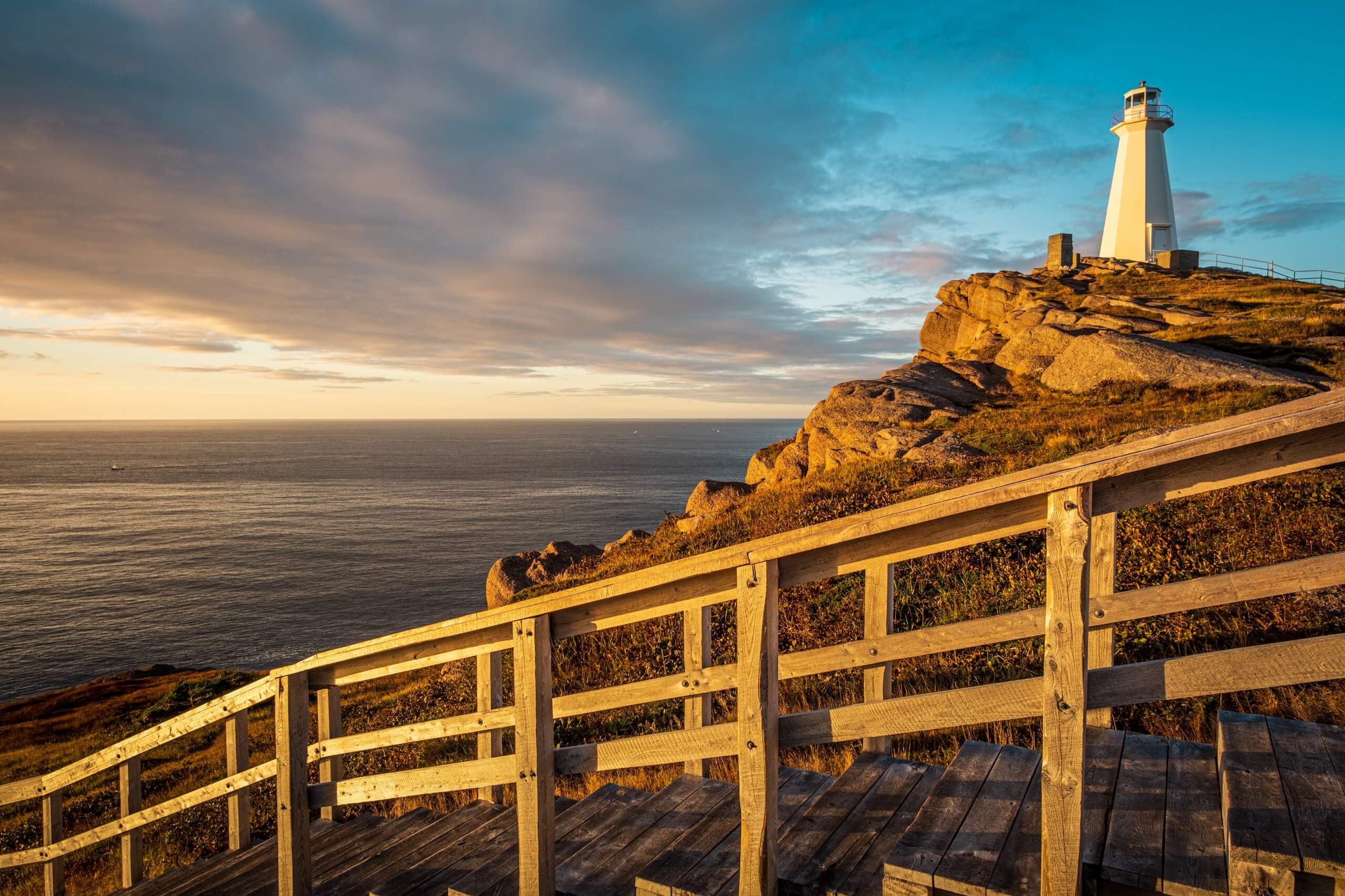The lighthouse at Cape Spear, Newfoundland overlooking the North Atlantic ocean