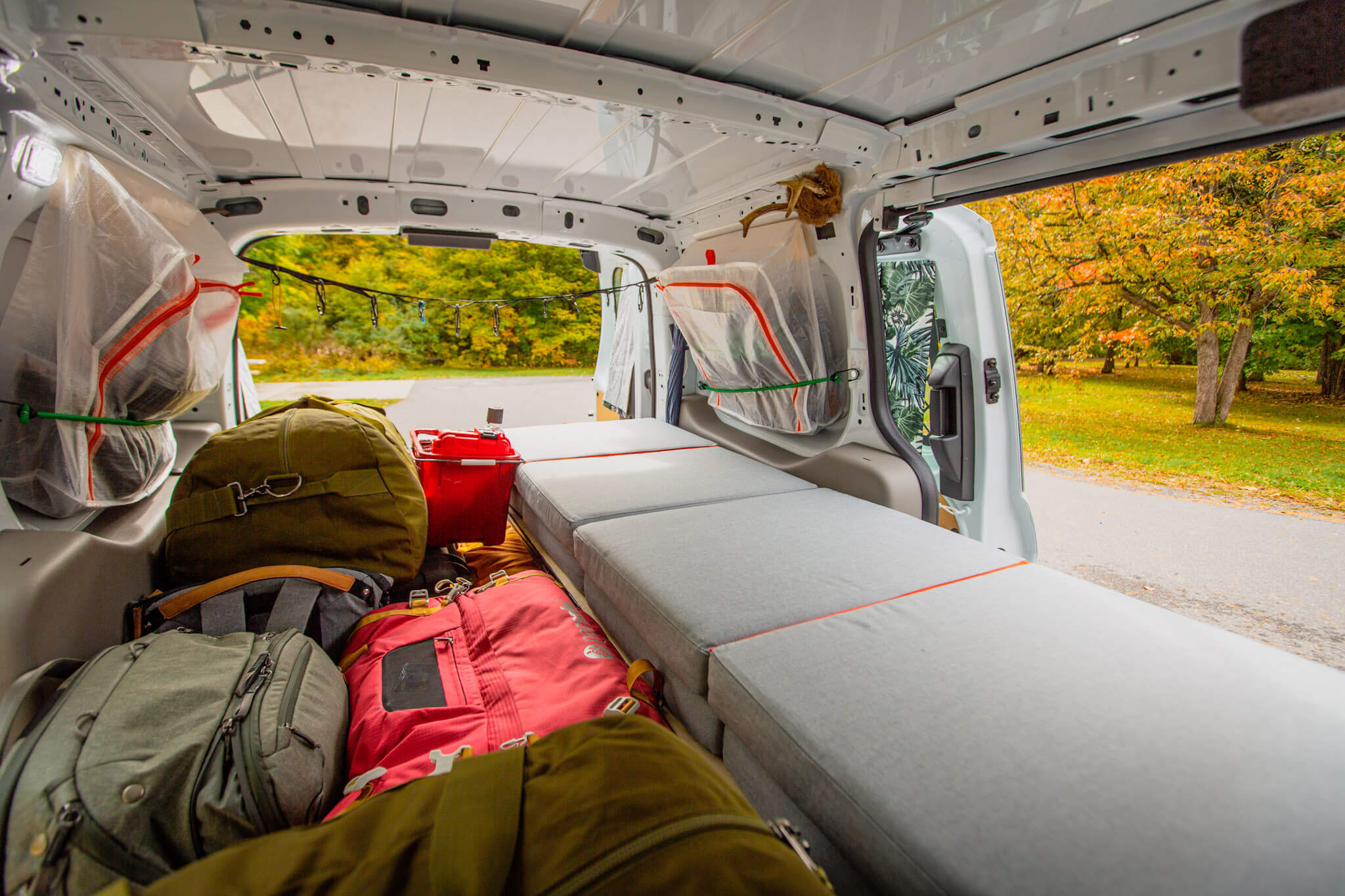 Our Transit Connect van conversion ready for its first roadtrip