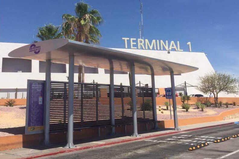 Ruta del Desierto bus stop at Cabo Airport Terminal 1