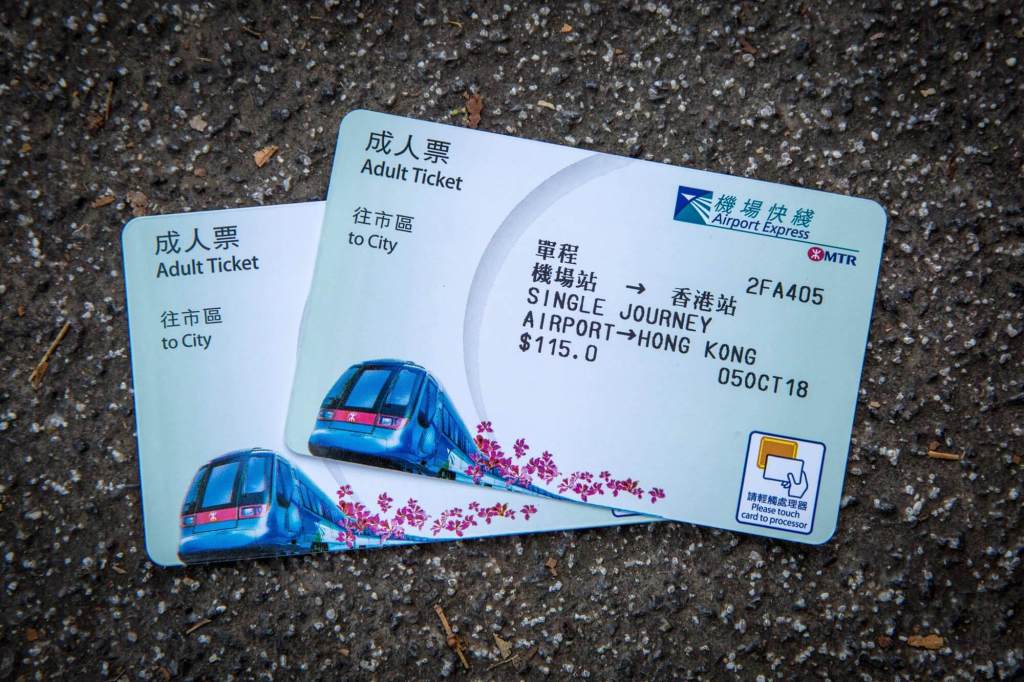 Airport Express train tickets into Hong Kong