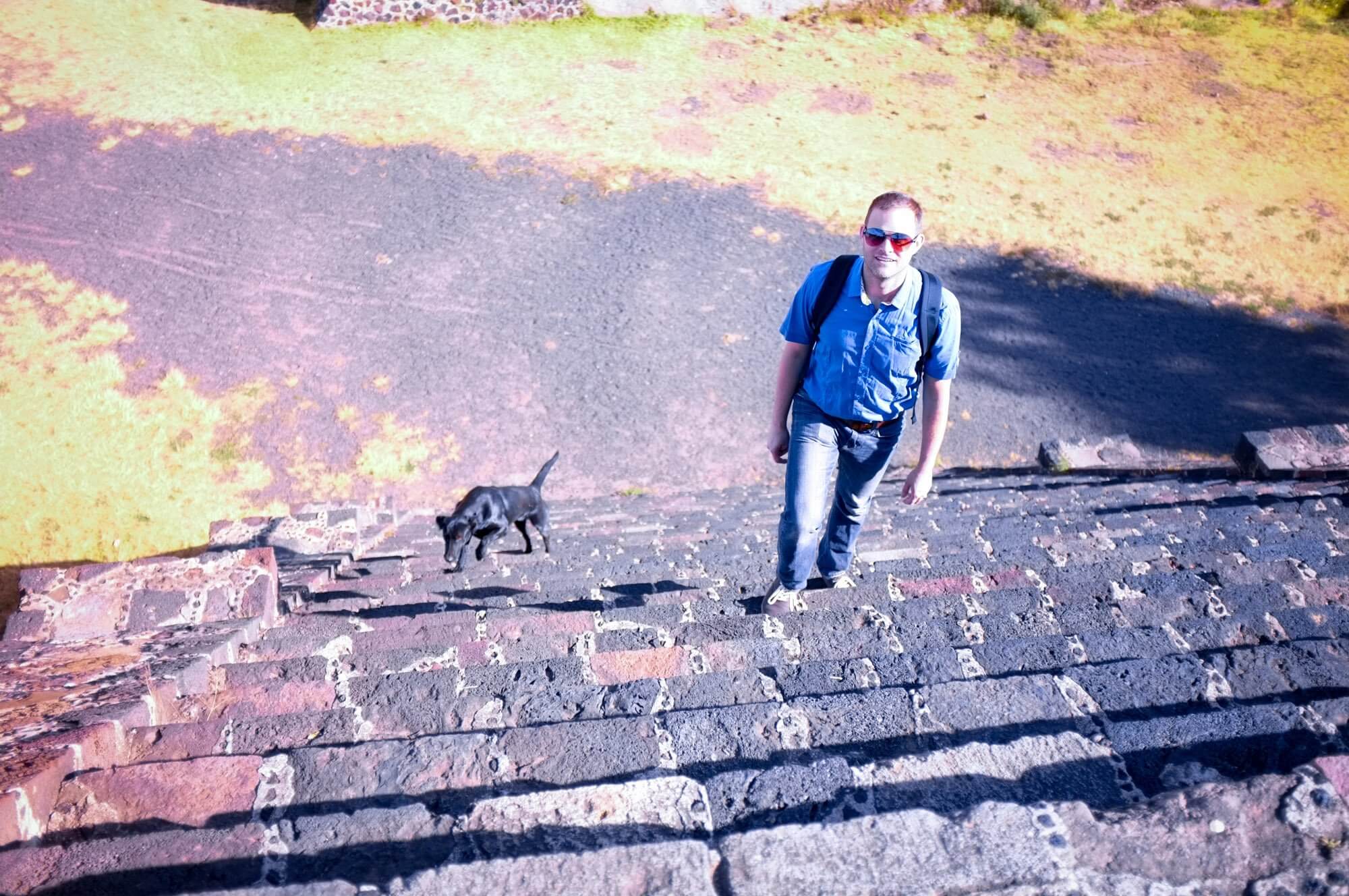 Climbing pyramids at Teotihuacan