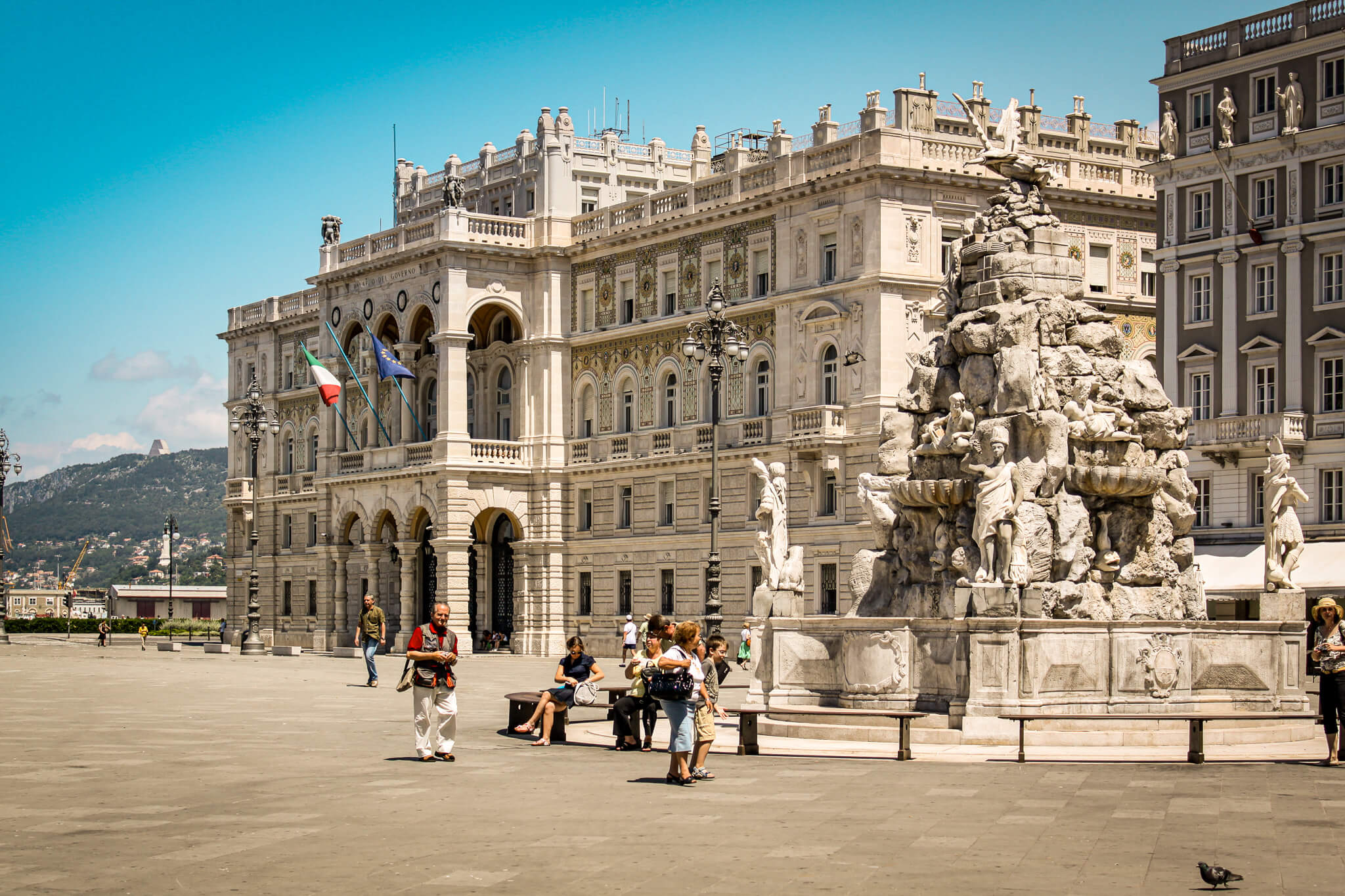 The Fontana dei Quattro Continenti in Piazza Unità d'Italia in Trieste
