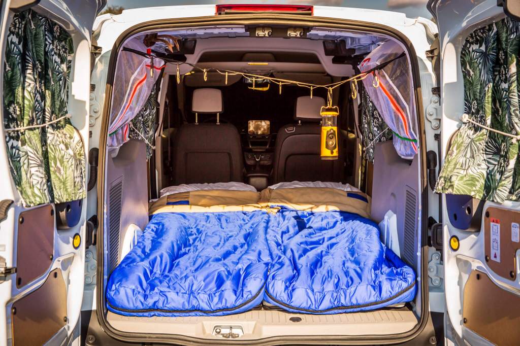 The interior of our very simple camper van conversion