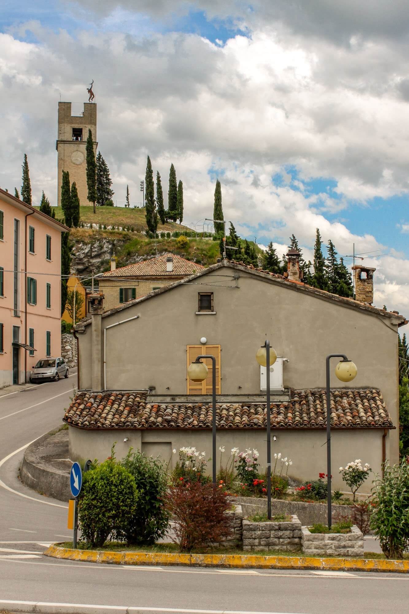 Driving into Peglio, Le Marche