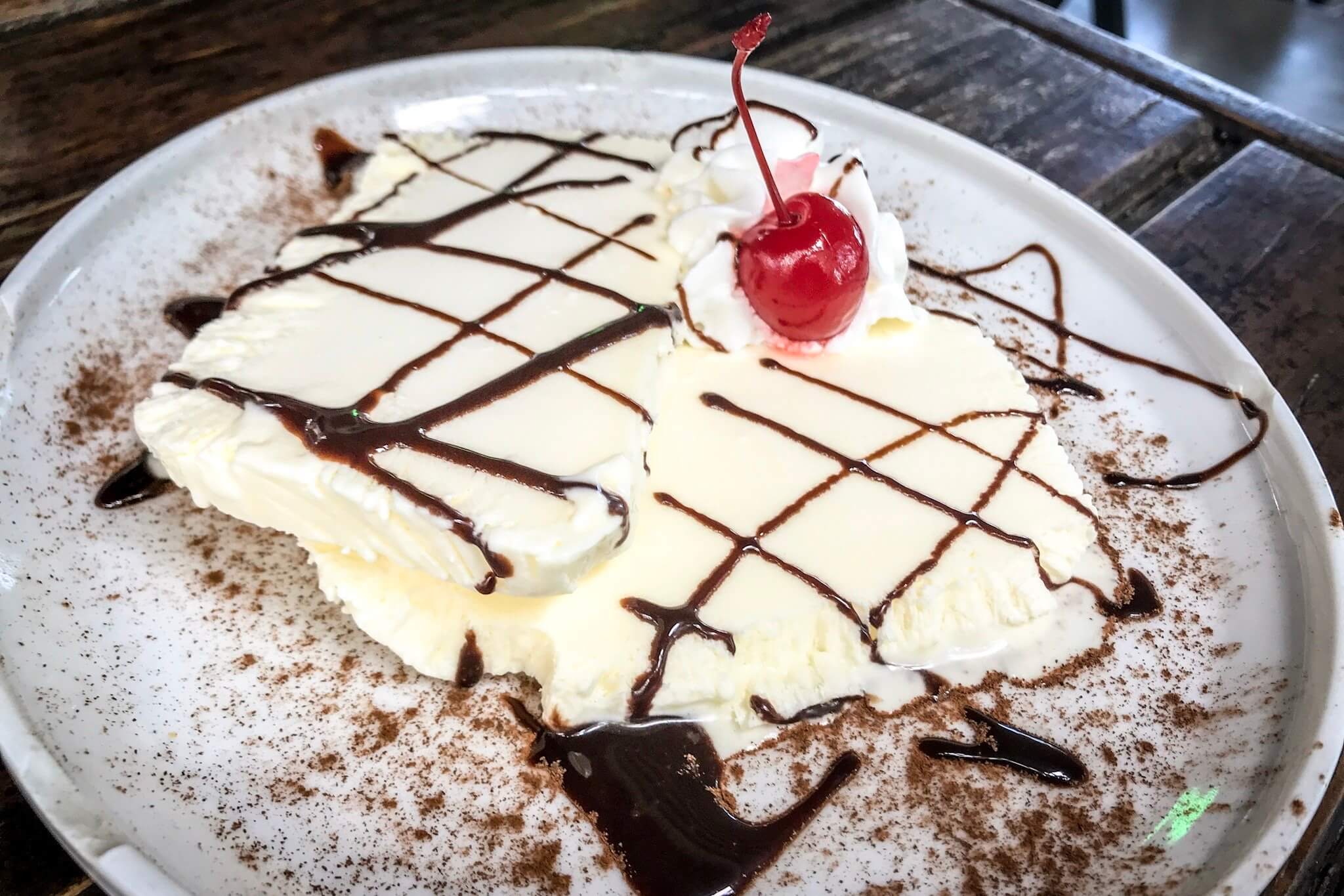 Coconut ice cream for dessert at Turks Kebab in Providenciales, Turks and Caicos
