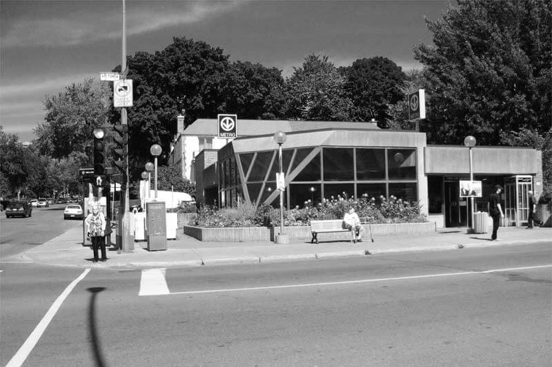 Côte-Sainte-Catherine subway station exterior in Montreal