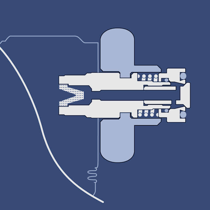 Diagram of the Aqualung auto-closure device in the closed position