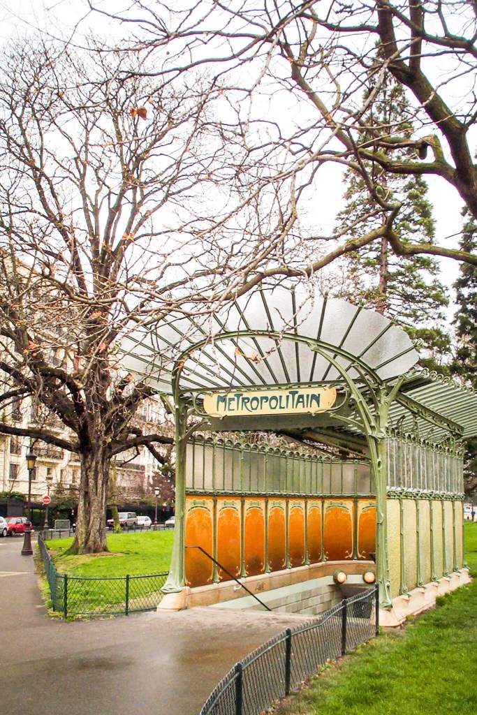 The art nouveau entrance to the Porte Dauphine metro in Paris