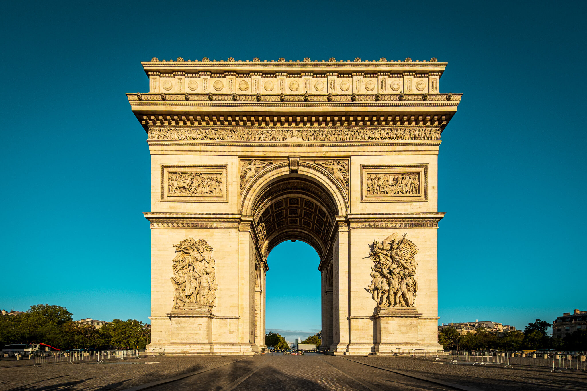 The Arc de Triomphe in Paris in early morning light