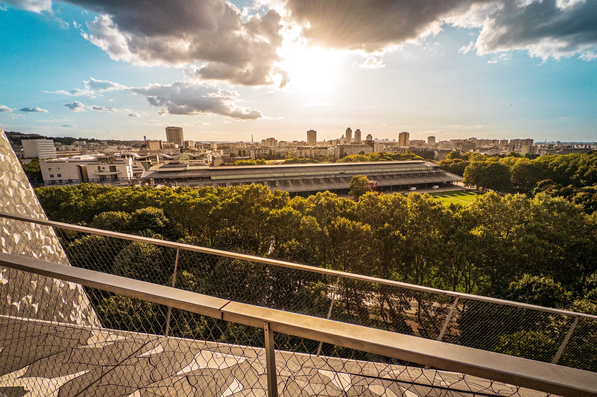The belvedere atop the Philharmonie de Paris building provides views over northeast Paris
