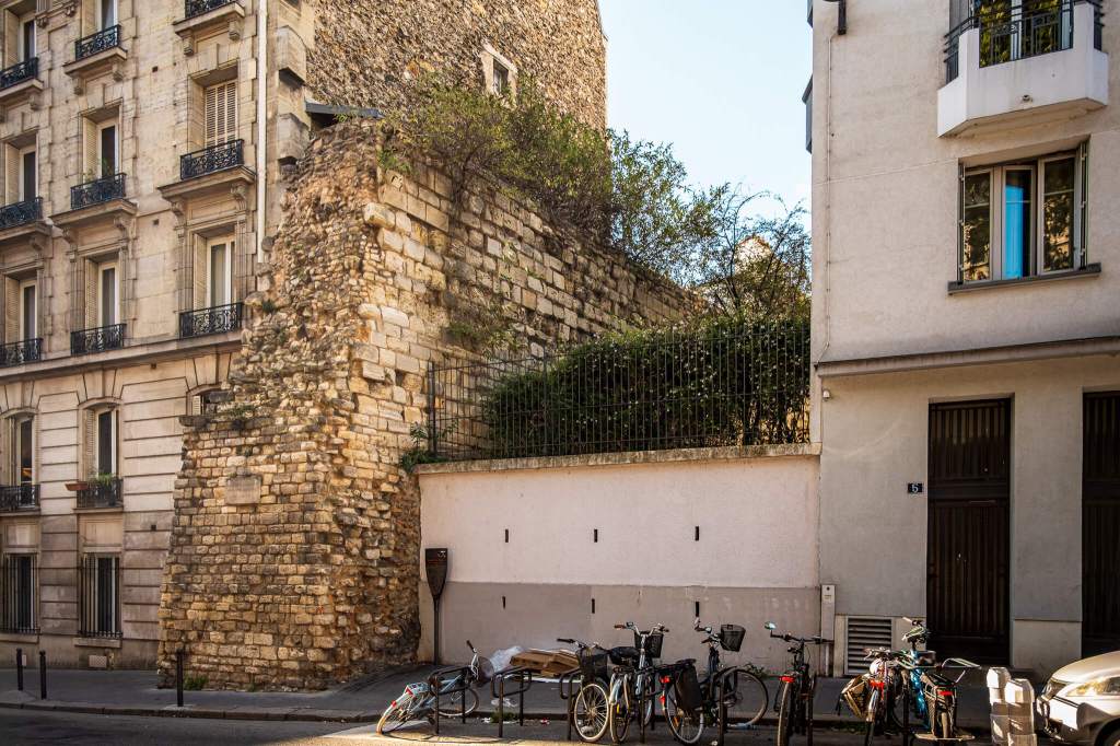 Remains of the wall of Philip Augustus on Rue Clovis in Paris