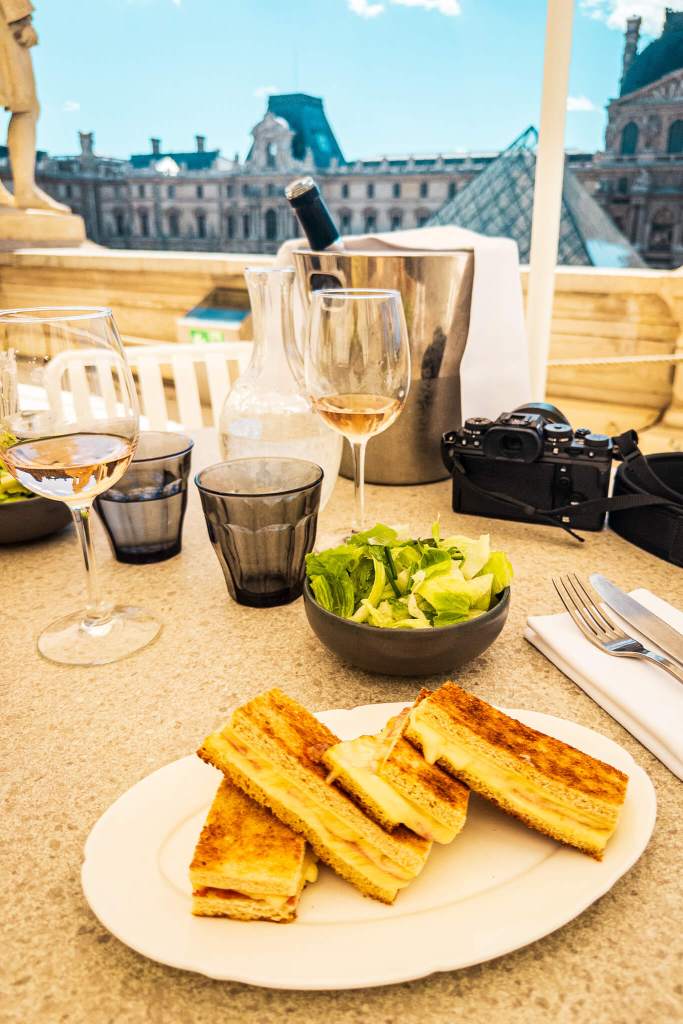 A croque-monsieur lunch at Café Richelieu inside the Louvre museum in Paris