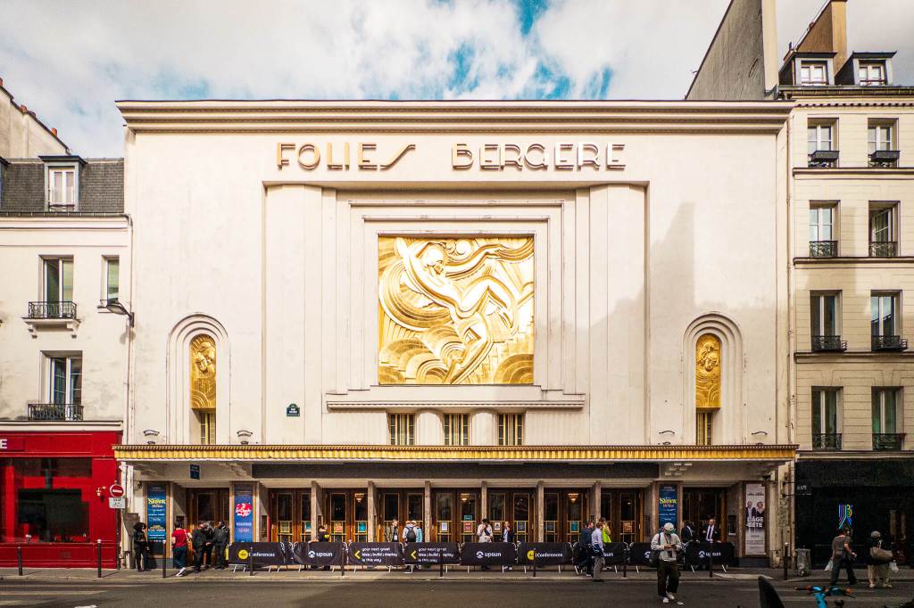 The Art Deco façade of Folies Bergère in Paris