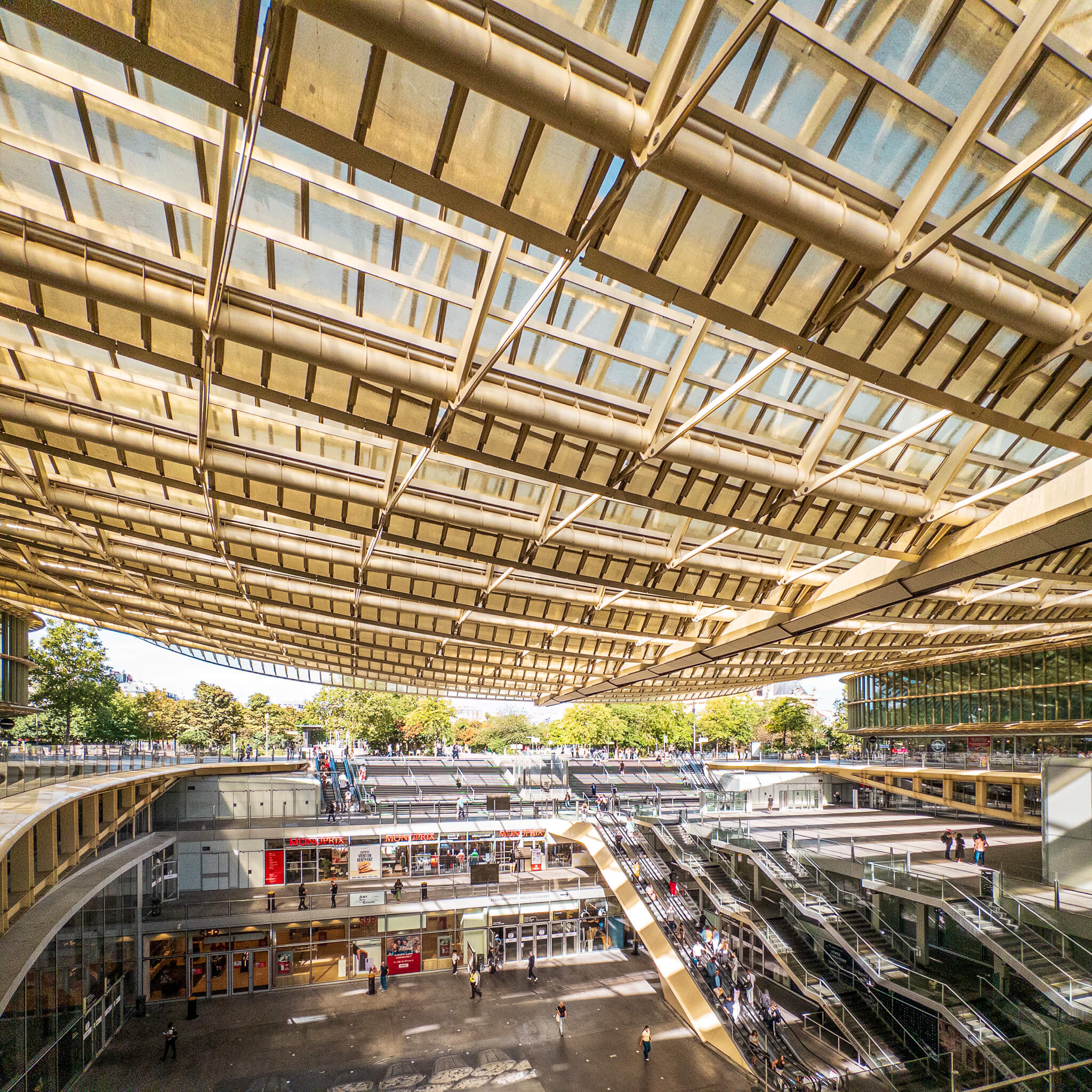 The canopy over the Westfield Forum des Halles mall in Paris