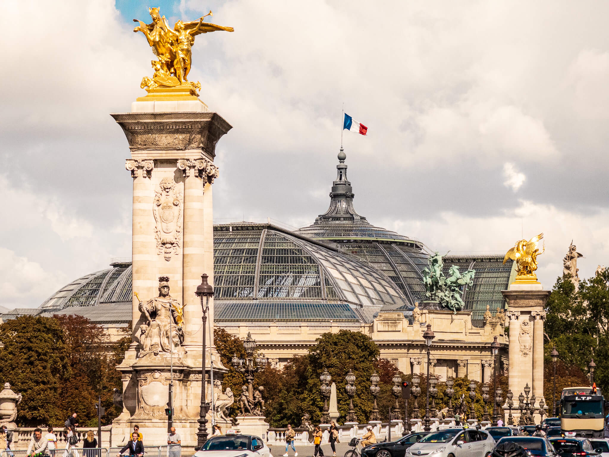 The Grand Palais seen from Pont Alexandre III in Paris