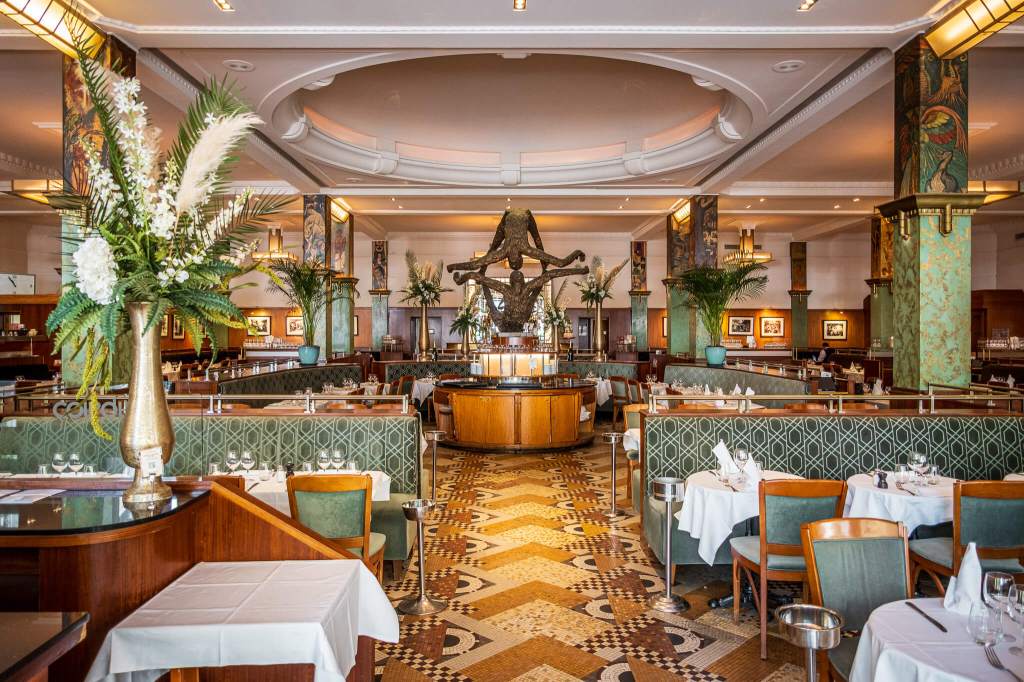 The interior of La Coupole restaurant in Paris