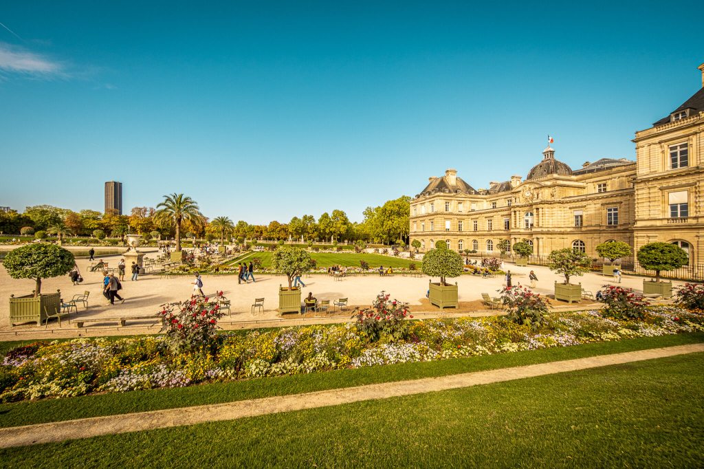 The Jardin du Luxembourg and Palais du Luxembourg in Paris