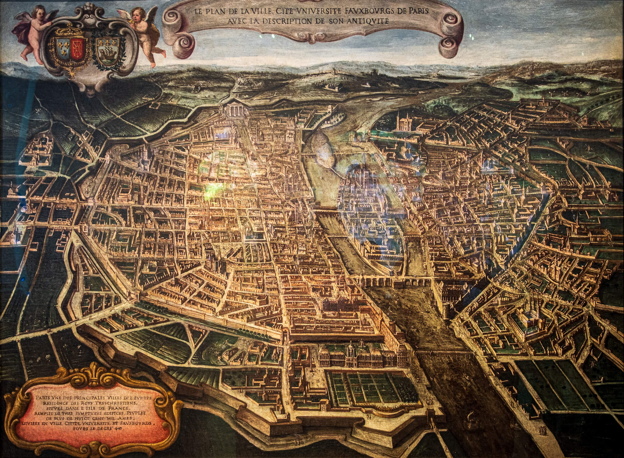 A historical painting of the city of Paris in Musée Carnavalet