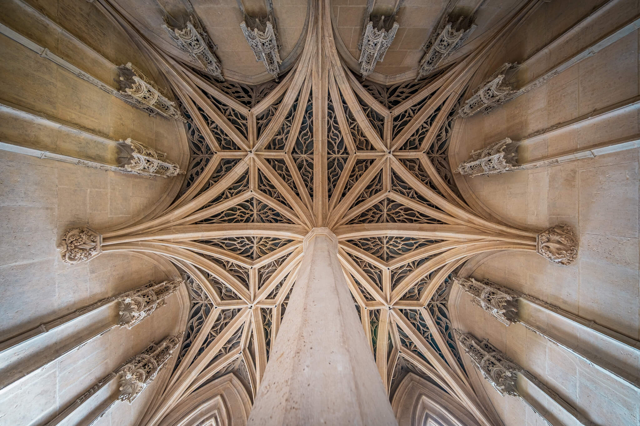 Detail of the chapel ceiling in Musée de Cluny in Paris