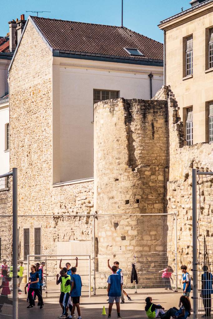 One of the few remnants of the wall of Philip August from c. 1200, the oldest city wall of Paris whose plan is accurately known