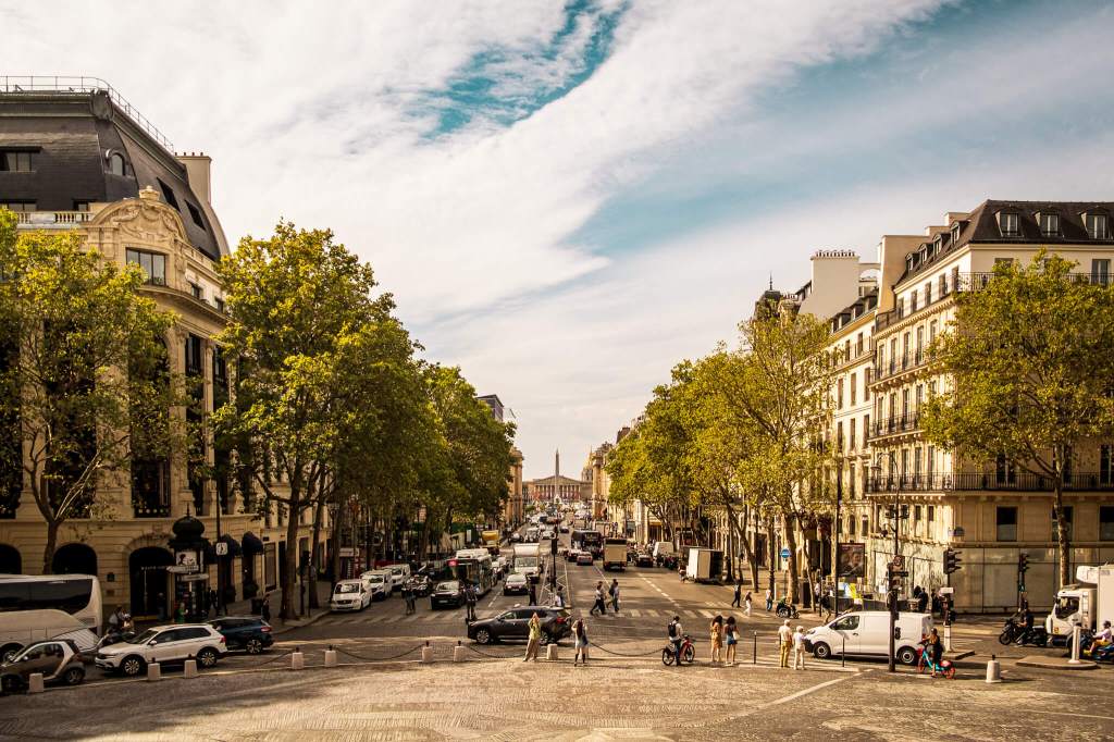 Looking down rue Royale towards Place de la Concorde from Église de la Madeleine