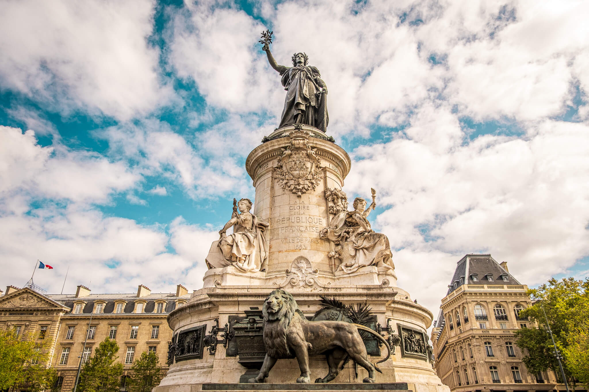 Monument à la République, the central statue of Place de la République in Paris, representing Marianne, an allegory of the republic