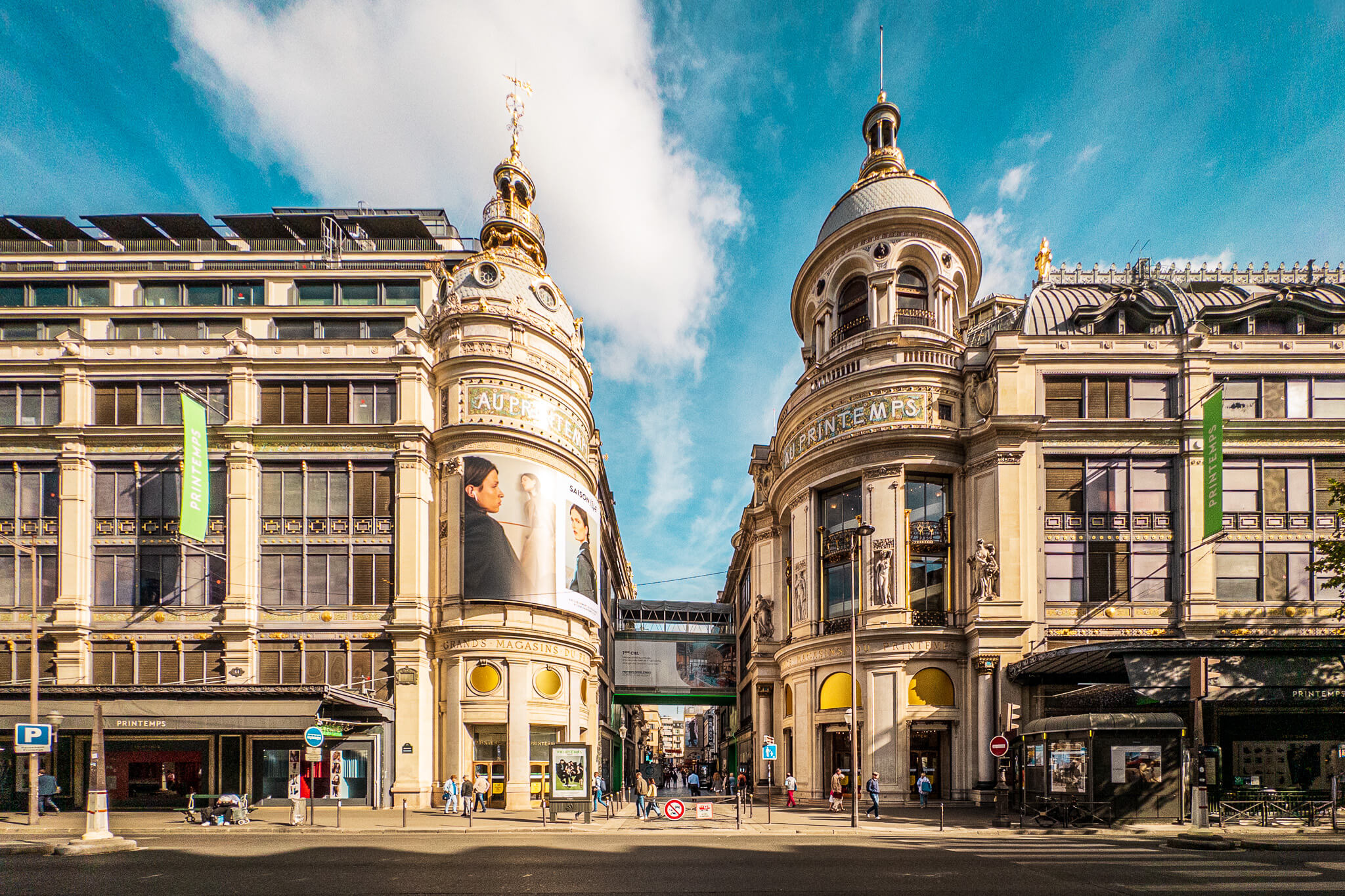 The Art Nouveau façade of the Printemps Haussman department store in Paris