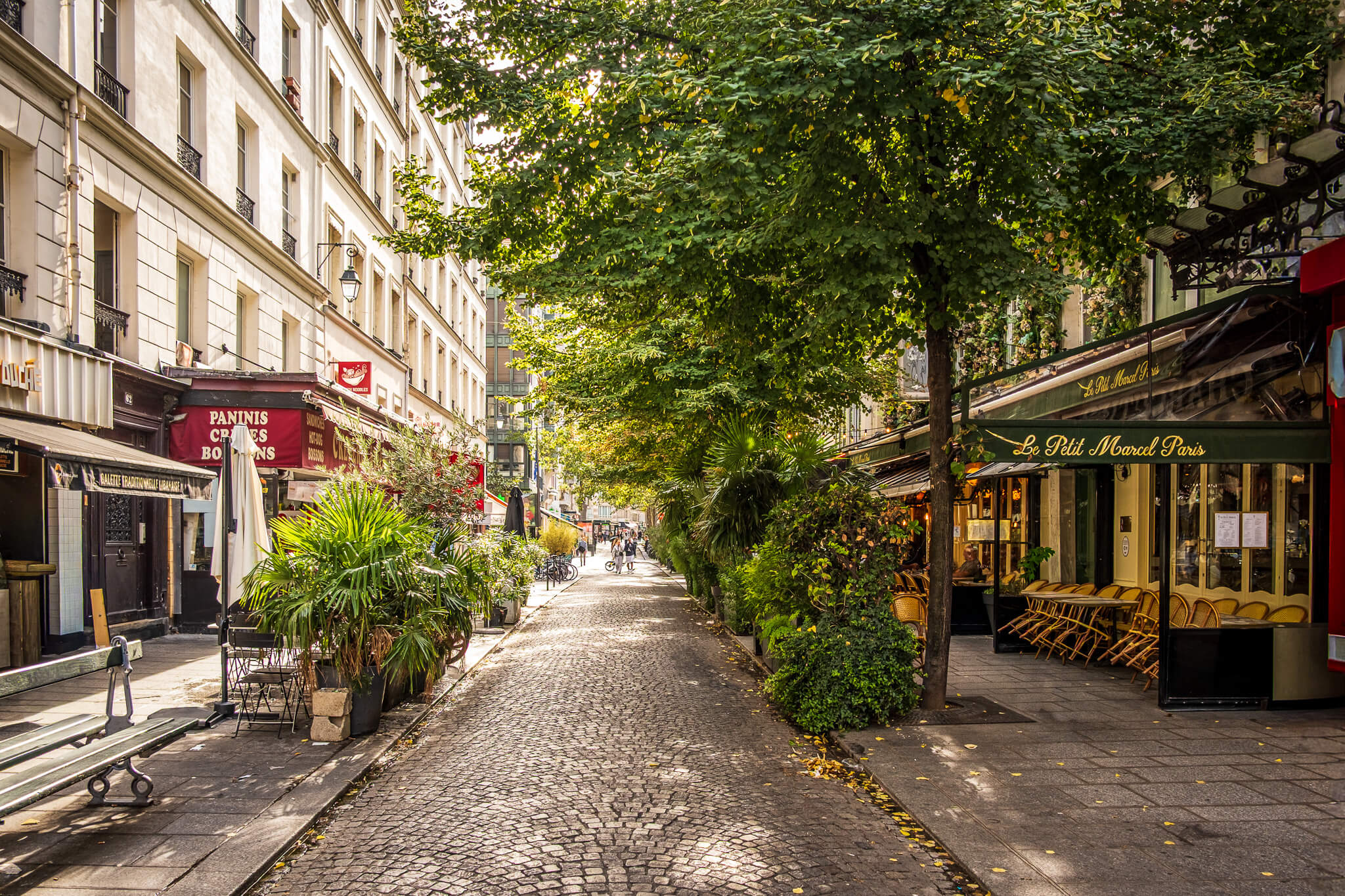 Rue Rambuteau, a cute cobblestone street in the 3e arrondissement of Paris