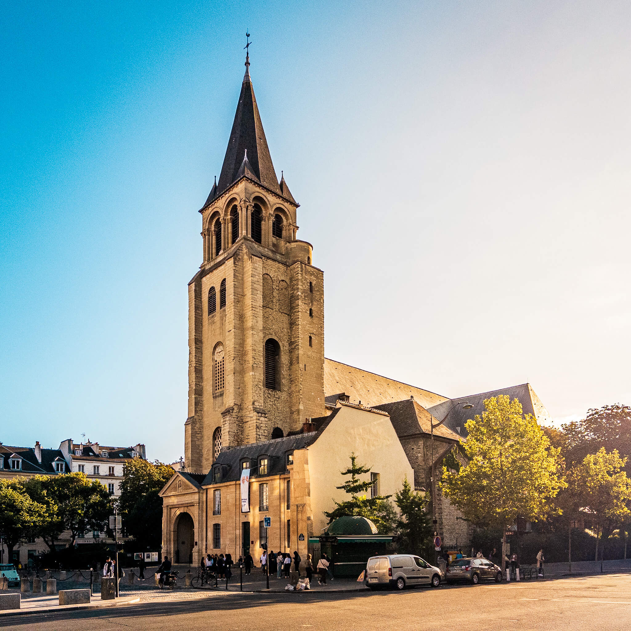 The exterior of Saint-Germain-des-Prés church in Paris