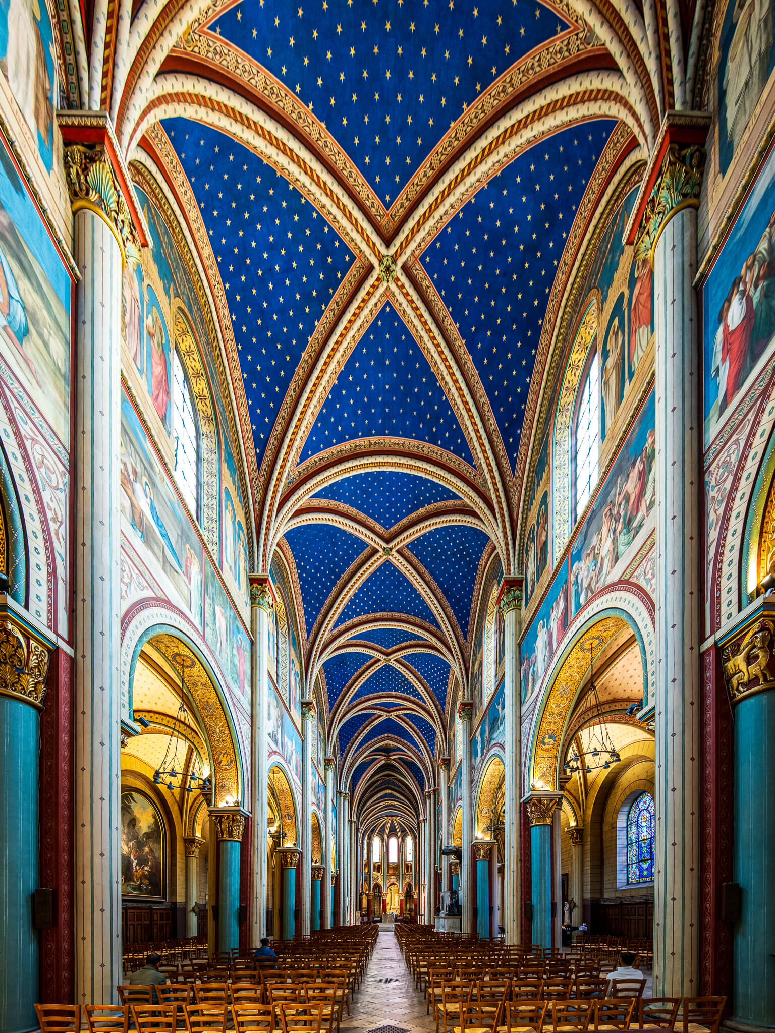 The interior of Saint-Germain-des-Prés church in Paris