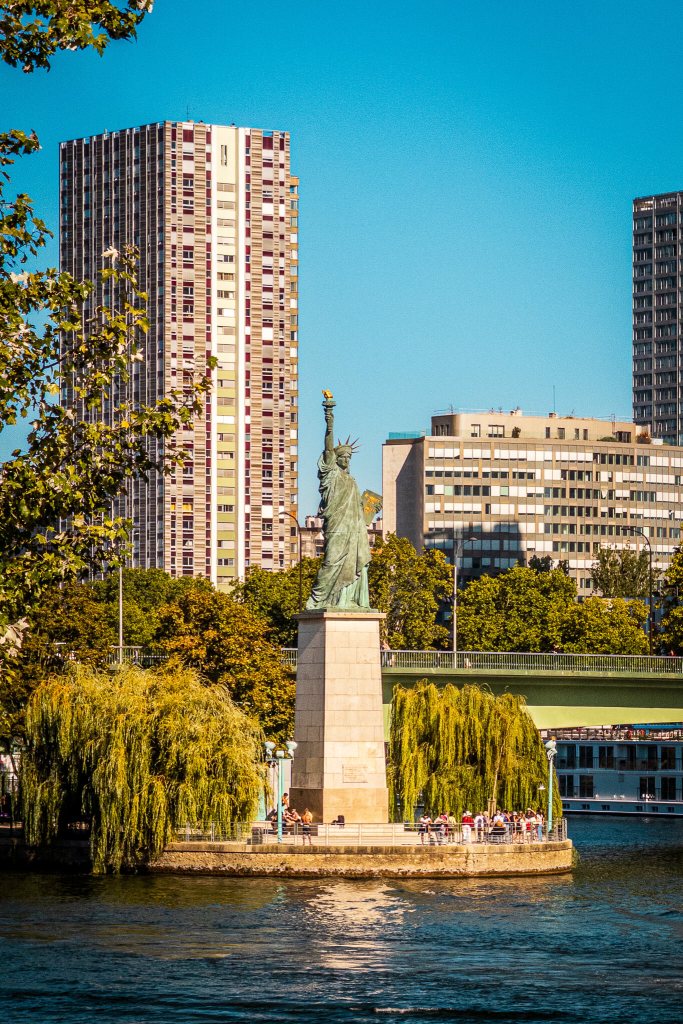A scale replica of the Statue of Liberty in Paris